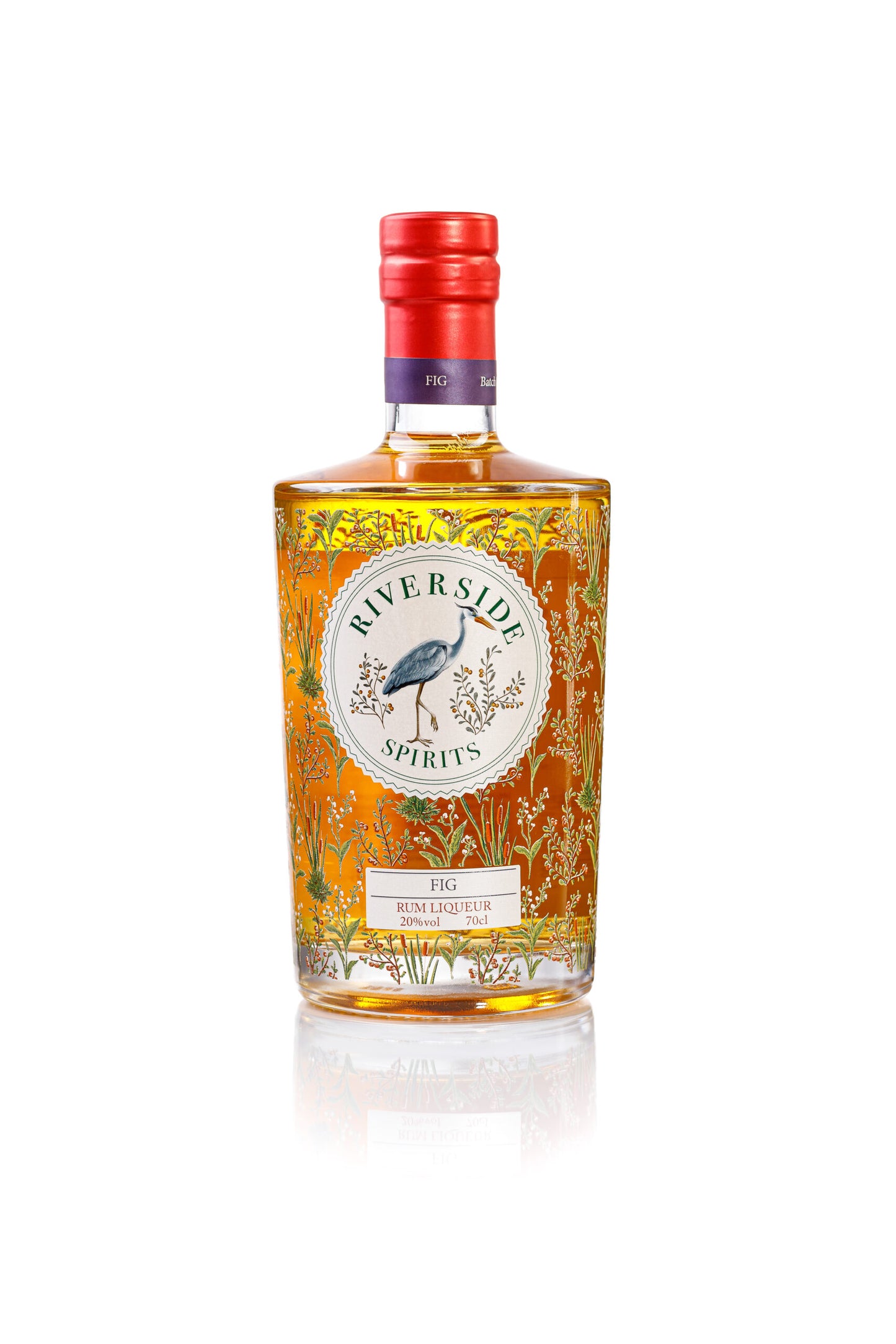 Bottle of Riverside Spirits Fig Rum Liqueur on a white background