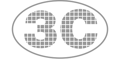 Grey 3C logo on white background