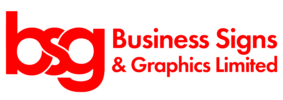 Logo of BSG Business Signs & Graphics Limited with red text on a white background