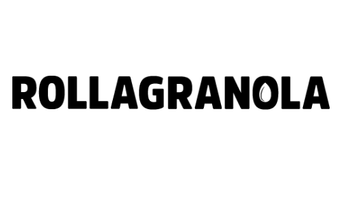 Black 'ROLLAGRANOLA' logo on a white background