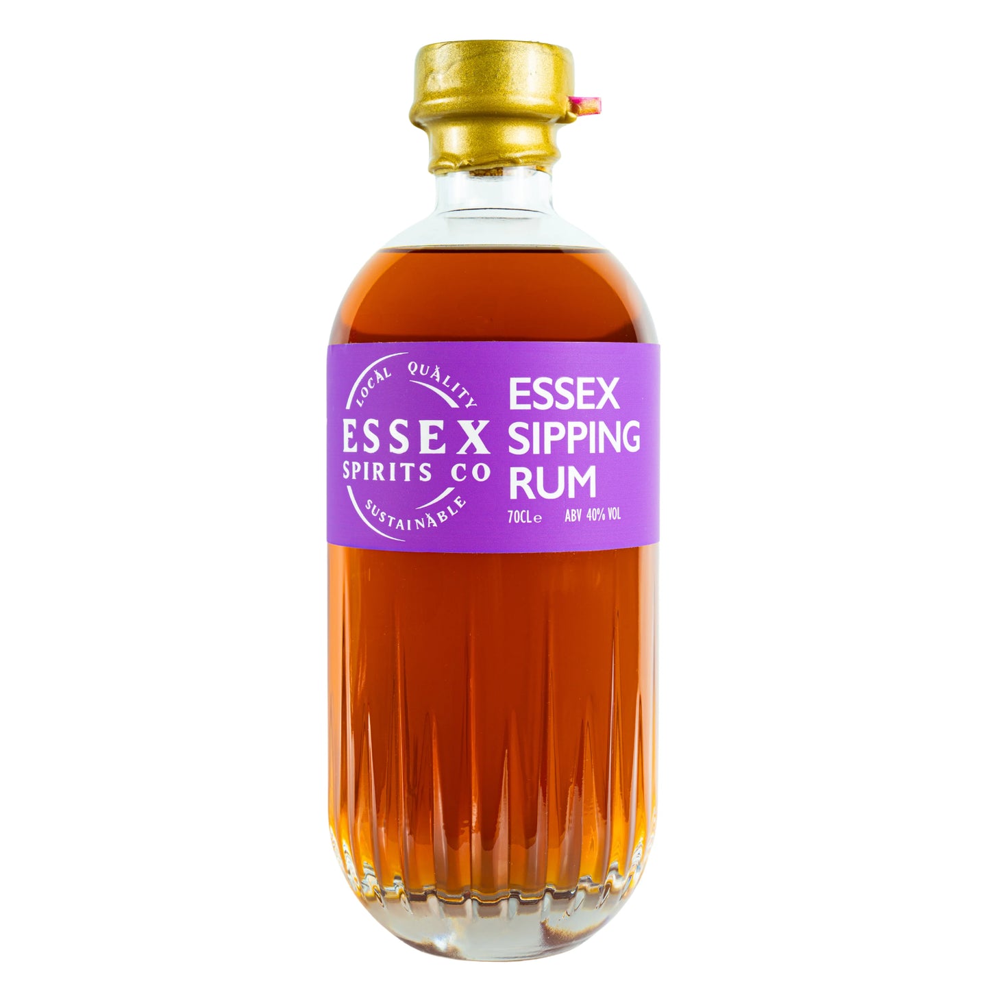 Bottle of Essex Sipping Rum with a purple label on a white background available at Stort Valley Gifting