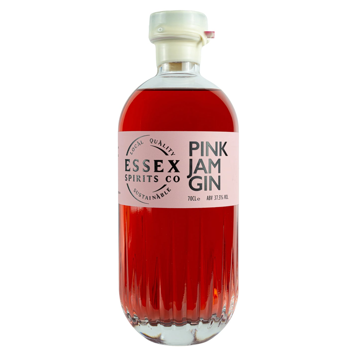 Bottle of Pink Jam Gin from Essex Spirits Co on a white background available at Stort Valley Gifting