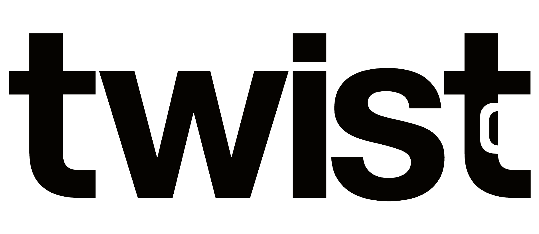 Black 'twist' logo on a white background