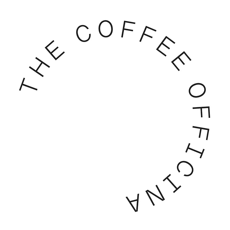 Circular logo with 'The Coffee Officina' text on a white background