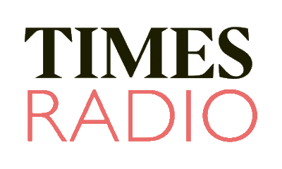 Times Radio logo with 'TIMES' in black and 'RADIO' in red on a white background