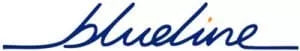 Blue line logo on a white background