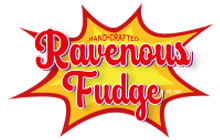 Logo for Ravenous Fudge with a red and yellow design