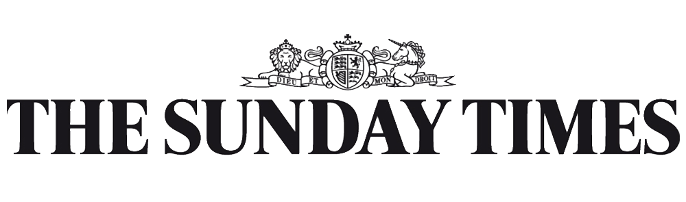 Logo of The Sunday Times with text and emblem on a white background